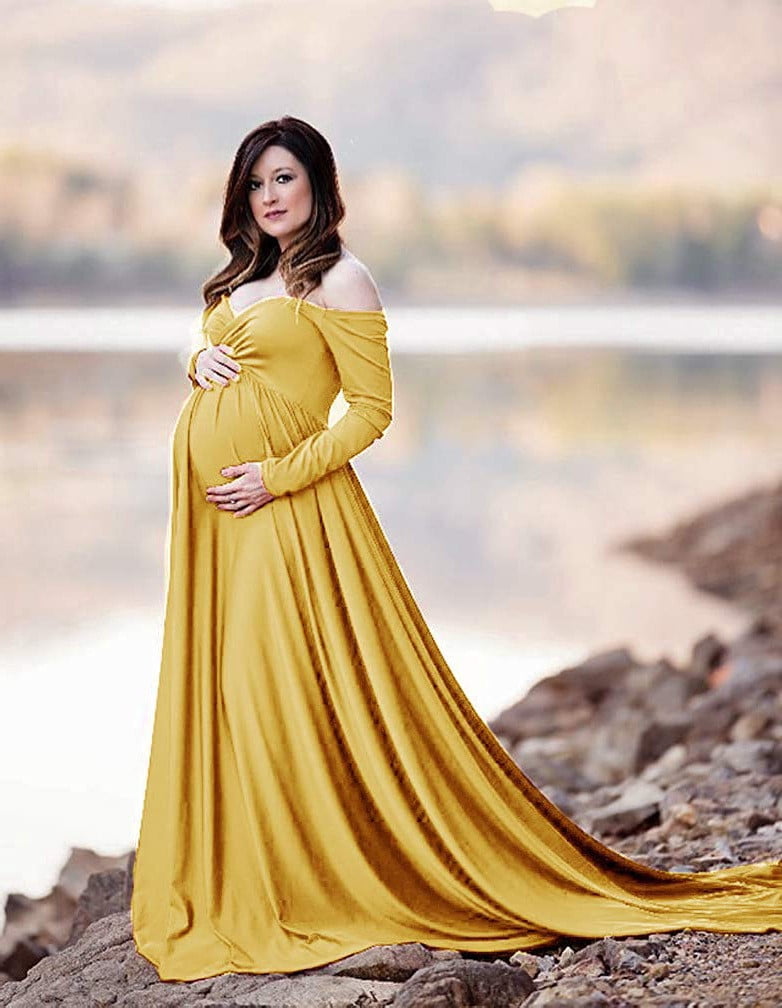maternity yellow dresses